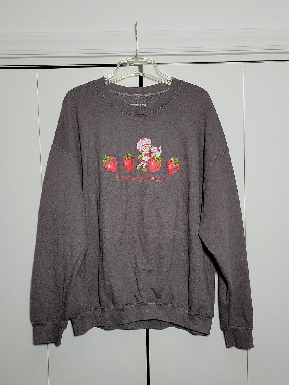 Strawberry Shortcake Sweatshirt In Dark Gray with Fruit Graphic